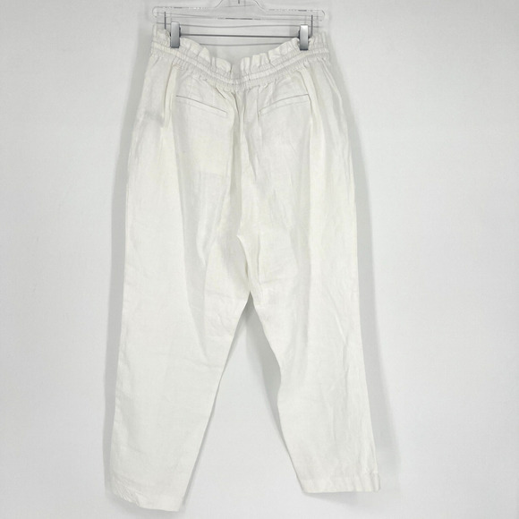 Ralph Lauren Pants Womens 10 White Linen Lightweight Straight Leg Vacation - Picture 2 of 6